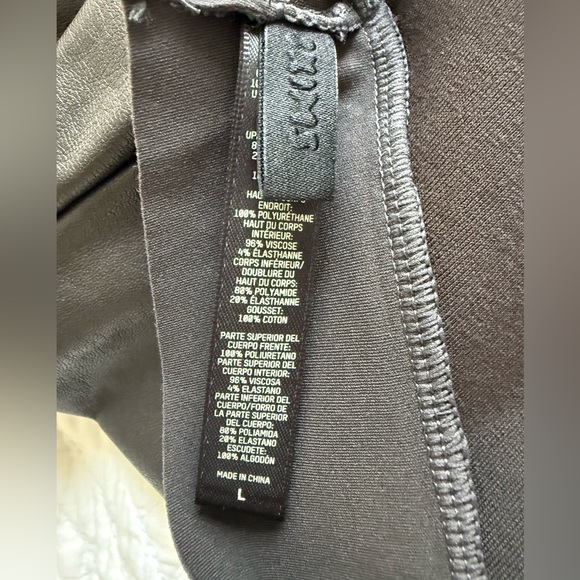 SKIMS Faux Leather Bodysuit Dark Brown Square Neck Sculpting Minimalist size L - Picture 4 of 6